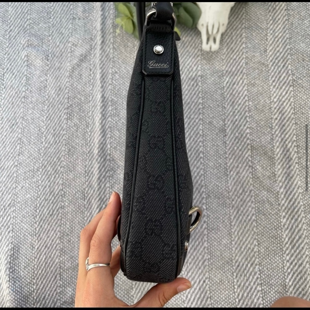 ✨ Authentic Gucci Abby Black Denim GG Monogram Shoulder Bag - Picture 4 of 16